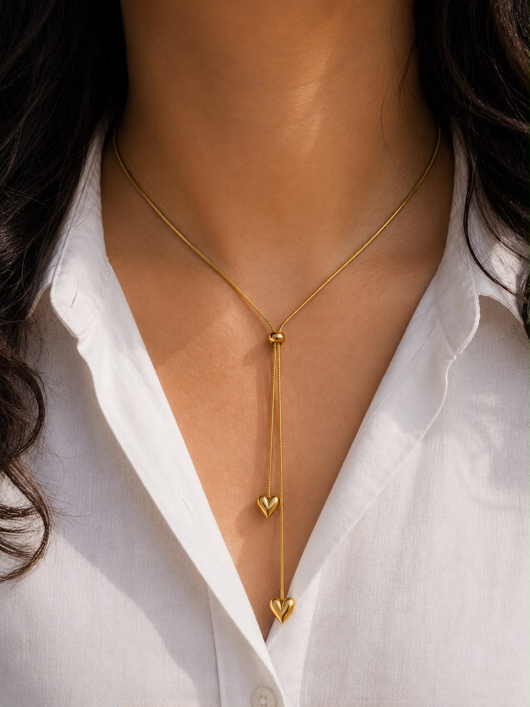 Dual Heart Drop Necklace
